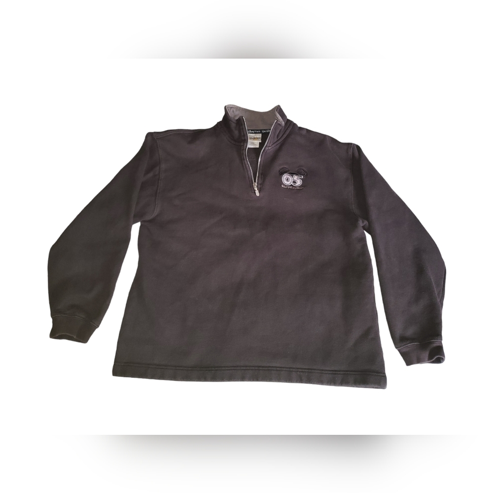 Vintage Walt Disney World 2005 Black Quarter Zip Sweatshirt Pullover Size Medium